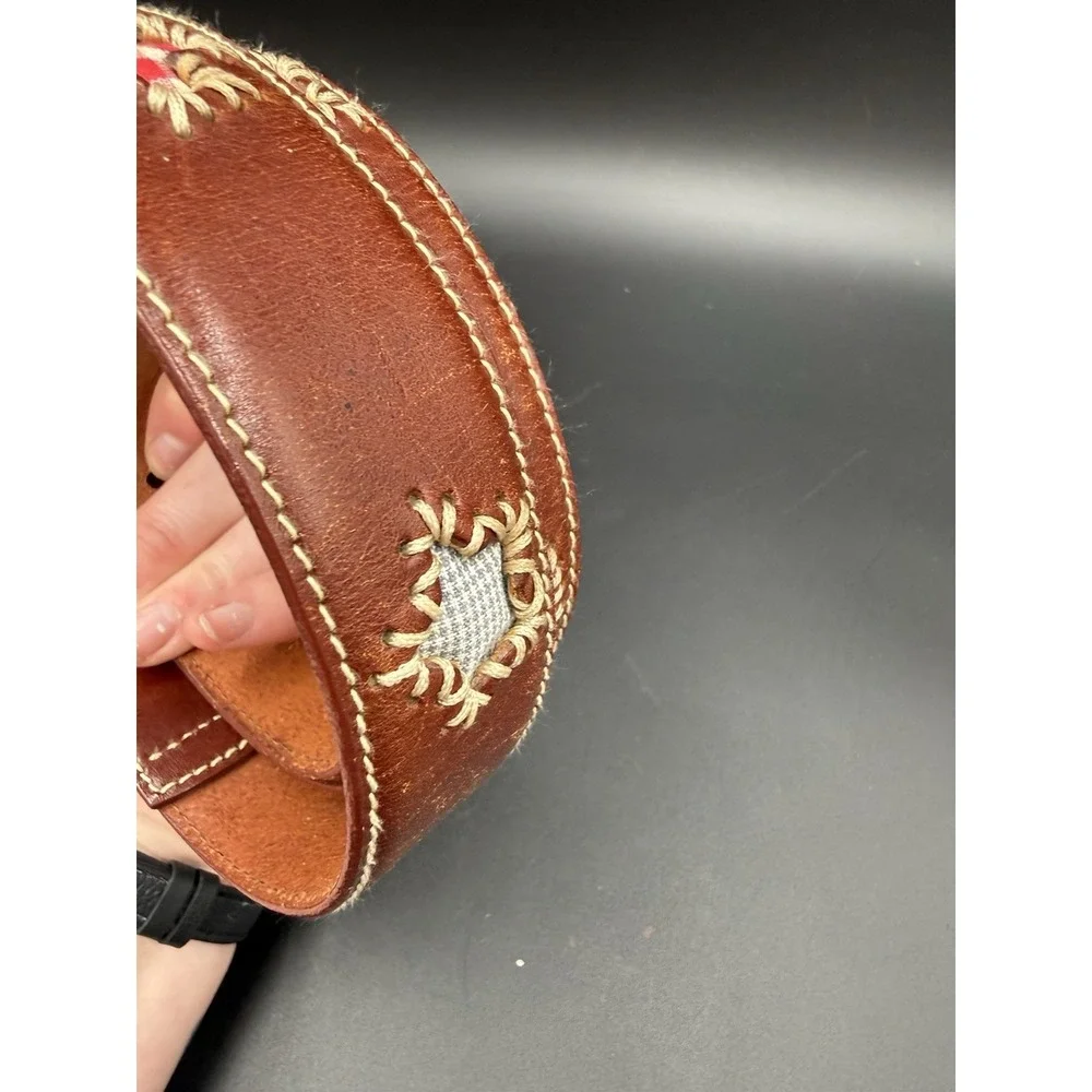 Y2K belt FOSSIL brown Sz Large Celestial patchwork leather BOHO hippie vintage